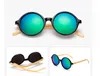 New Fashion Products Men Women Sun Glasses Bamboo Sunglasses Retro Vintage Wood Lens Wooden Frame Handmade Round 1527