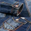 Men's Tracksuits Fashion Slim Sets Spring Autumn Dark Blue Denim Cotton Long Sleeve Jacket + Ripped Hole Jeans Couple Two Piece Set