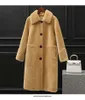 Inhemska fårskjuvande kappa Kvinnors Fur Medium och Long Middle Aged Granular Velvet Koreansk Lady Lace Up Ull Coat 211213