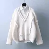 DEAT Woman SWEATER Knitting Patchwork a strisce con manica lunga Collar Stile casual Stile Falso Due 2021 Autunno Fashion 15JK949 Y1110