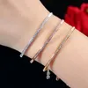 Bangle Diamond Classic Slider Ajustável Bracelete Shinny Mulheres Tênis Jóias Banhado Zircônia Para Pulseiras De Ouro Elegante