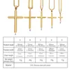 Colares pendentes de cor dourada de ouro masculina oração cruzada de aço inoxidável com corrente de metal banhada 5 tamanhos disponíveis
