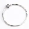 925 Sterling Silver Bangle Moments Silver1 Armband med Pave Heart Clasp Clear CZ Original Charm Bangles DIY Smycken