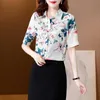 Hangzhou heavy silk blouse female temperament of short sleeve T-shirt mom summer fashion high-end satin half shirts 210531