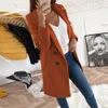 Turn-Down Collar Coat Long Sleeve Warm Autumn Winter Wool Women Jackets Plus Size Woolen Cloth 210930