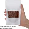 100 pçs / lote Sacos seláveis ​​Saco de papel kraft branco Stand Up Zipper Resealable Food Grade Snack Biscoito Saco de Embalagem com Janela Matte