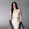 女性のカジュアルドレスエンボス加工3Dリリーフレターハイクアリーレディースドレス2ピースニットタンクトップスカート