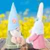 Easter Bunny Gnome Egg Decoration Handmade Faceless Ornaments Doll Rabbit Plush Toys Holiday Home Party Kids Gifts W2