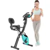 USA Stock Foldable Indoor Cycling Exercise Bikes Fitness Upright and Recumbent X-Bike with 10-Level Adjustable Resistance Arm Bands and Backrest