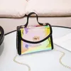 Colorful Chain Bag Women Small Square Bag Flash Ladies Shoulder Bag Transparent Jelly Mobile Phone Bags Coin Purse