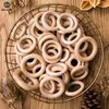 Let's Make Beech Wooden Teether Ring 10Pc 70Mm Baby Teething Crafts Toys For Rattles Wood Crib Mobile 211106