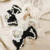 2021 New Korean Temperament Small Fragrance Lace Bow Imitation Pearl Rubber Band Hair Rope Fashion Girl Women's Hair Accessories