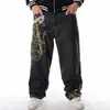 Nanaco Hommes Lâche Jeans Large Jambe De Mode Broderie Skateboarder Hip Hop Baggy Denim Pantalon Grande Taille 30-46 210716