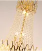 Ny lyxkristall ljus ljuskrona för trappa moderna loft kedjeljus fixturer hem dekoration guld ledda cristal lampor