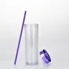 NEWSkinny Cup Double Wall Plastic Tumbler Portable Easy to Take with Electroplating Lid and Straw 16oz SEA SHIPPING EWC7061