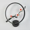 Chinese stijl zwart wit wandlampen 16W moderne schans met bloem decor voor woonkamer slaapkamer bedlamp 110 / 220V