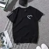 女性カジュアルホワイトブラックトップスTシャツの女性Tシャツの女性Tシャツ愛の心印刷女性のシャツx0628