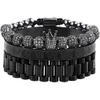 3st/set Imperial Crown King Mens Armband Pave Cz Guldarmband för män Charm Fashion Cuff Bangle Birthday Smycken