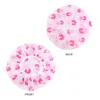 New Waterproof Shower Cap Printed Polka Dots With Lace Bath Hat For Women Reusable Hair Cover Salon Spa Bathroom Products