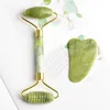 2 pc Set Sawtooth Facial Jade Roller Gua Sha Scraper Kit Original Natural Pedra Rosto Levantando Saúde Olhos Pescoço Massagem Beleza Cuidados com Pele