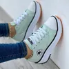 No brand logo new spring large size multi-color lace up round head canvas shoes low top thick sole single shoes