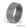 8mm Moda Czarny Silver Unisex Mesh Siatka Pierścień Ze Stali Nierdzewnej Koło Woven Kobiety Mężczyźni Obrączki Pierścienie Przyjaciele