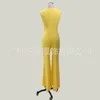 Tute da donna Pagliaccetti Bella Moda Estate Elegante Ufficio Donna Giallo Tuta casual Senza maniche Donna Boot Cut Pagliaccetto gamba larga