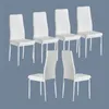 US Stock White modern minimalist dining chair Furniture fireproof leather sprayed metal pipe diamond grid pattern restaurant home 290h