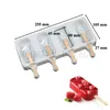 Silikon Glassformar 4 kubfack Mat Säker Popsicle Maker DIY Hemlagad Frys Ice Lolly Mold Ice Cream Tool