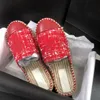 Tofflor Pointy Woven High Heel Sandals Peep Toe Slim Sheepskin Fashion Summer Women's Slippers Storlek 34-42