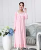 Damska Bawełna Modal Bawełna Zastawna Długoszechowa Loose-Fit Koreański Styl Różowa Biała Księżniczka Długa Nightdress Stretch Nightgown 210924