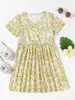 1-teiliges Babydoll-Kleid mit floralem Spitzeneinsatz für Kleinkinder