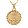 Horóscopo 12 colar de signo zodíaco Cadeia de ouro cobre Libra Cristal Coin Pingents Charm Star Sign Garanscha