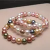 Beaded Strands 8 10mm Round Beads Fashion Multicolor Natural Shell Tahitian Black South Sea Pearls Bracelet Elastic Line Fawn22