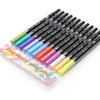 Dainayw Dual Brush Pen Art Markers Primary 12Pack ABT Brush and Fine Tip Markers for Journaling Card Making 210226