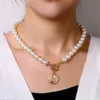 FNIO Luxury Pearl Stone Shell Pendant for Women Summer Star Heart Chain Choker Necklace Bohemian Jewelry Gift