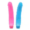 Vibrador consolador realista resistente al agua de varias velocidades de cristal rosa azul, suave gelatina potente G Vibe, juguetes sexuales para mujeres