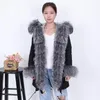 Women's Fur & Faux LIBIELIY Nice Winter Fur, Natural Real Lining, Collar, Warm Parka Coat, Black Long Coat