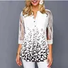 Plus Size 4xl 5XL Shirt Blouse Female Spring Tops V-neck Half Sleeve Lace Splice Print Boho Women shirt 210719