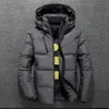 Mens Jas en Jas Mens Winter Down Jassen Casual Slim Fit Windjack Solid Hooded Jassen Dikke Overjas Streetwear 211015