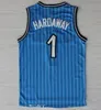 Haute qualité noir blanc violet Vince # 15 Carter Jersey Tracy # 1 McGrady Jersey North Carolina College Men Blue White Penny 1 Hardaway chemise