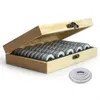 50st Cirmorative Coin Storage Box Justerbar antioxidativ träfodral Myntsamling för 18/21 / 25/27 / 30mm Universal 210626