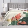 Blankets Warm Fleece Blanket Tropical Leaves Flamingos Background Winter Sofa Plaid Throw 3 Size Light Mechanical Wash Flannel