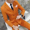 Blazer + Pant / 2020 Królewski garnitur męski Groom Smutek Slim Fit 2-Pack Moda Double-Breasted Pure Color Classic Męski garnitur Hommes X0909