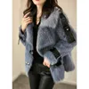 Long-sleeved Faux Fur Collar Jacket Winter Fashion All-match Rabbit Coat Luxury Long 210531