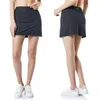 Kvinnor Tennisskorts sport Athletic Yoga Shorts kjol fast färg anti exponering fitness hög midje shorts kvinnliga sportkläder8640943