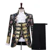 Mäns Luxury Floal Suit Set Gothic Style Palace Aristocrat Passar Män Chorus Drama Outfit Man Stage Prom Cosplay Party Costume X0909