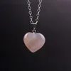 Colliers pendentif en forme de coeur en pierre naturelle colorée pour femmes hommes amoureux Couple bijoux de mode avec chaîne
