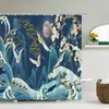 Style chinois fleurs oiseau paysage imperméable rideau de douche rideaux de bain impression 3d salle de bain avec crochets écran en tissu lavable 211116