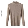 Yedinas Herfst Winter Gebreide Sweater Dames Slanke Casual Solid S en Pullovers Turtleneck Jumpers 210527